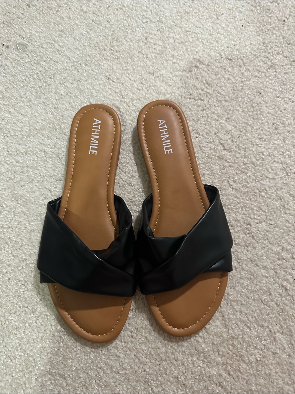 Black Twist Slide Sandals for Women